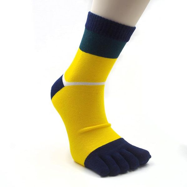 

men's socks men five fingers middle tube cotton sports running toe, Black