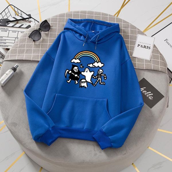 

women's hoodies & sweatshirts warmer fleece oversize skull rainbow velvet winter hoodie grunge oversized streetwear sweatshirt women, Black