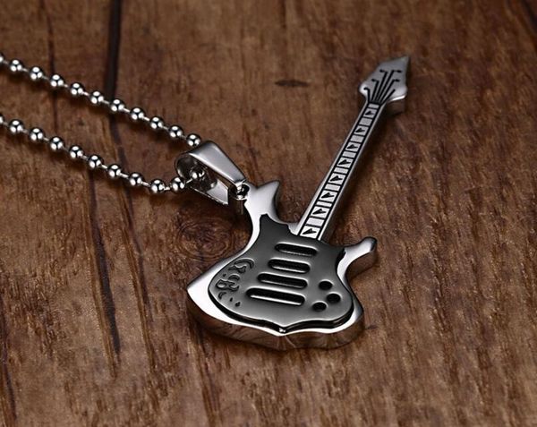 

pendant necklaces music jewelry large guitar necklace in stainless steel, Silver