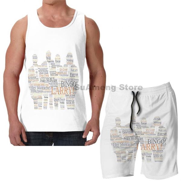 

men's tracksuits summer funny print men tank women impractical jokers quotes beach shorts sets fitness vest, Gray