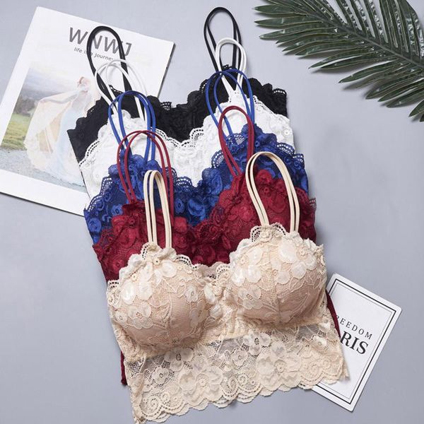 

bras ladies' lace strapless underwear padded back large size breathable soft comfortable sling tube women's bra, Red;black