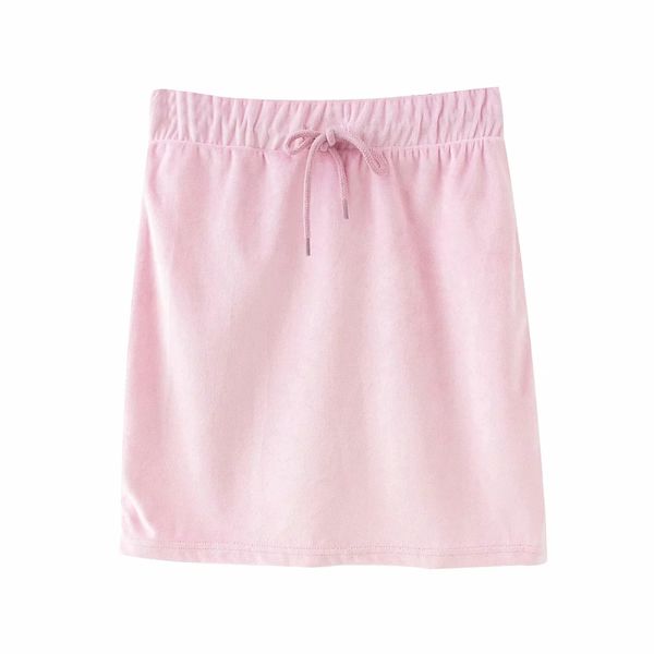 Kausale Frauen A-Linie kurze Röcke Sommer Mode Damen elegante Spitze-up rosa weibliche solide Mädchen Chic 210427