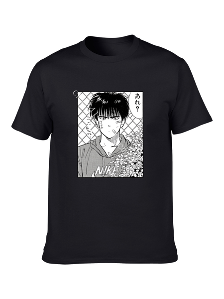 

men's t-shirts japanese classic cartoon teenager t-shirt 100% cotton casual fashion hip-hop high street harajuku style oversized top, White;black