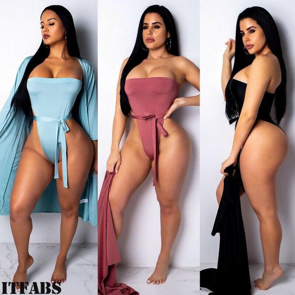 

women's jumpsuits & rompers 2021 womens summer beach style bodysuit sashes jumpsuit cover up with cape, Black;white