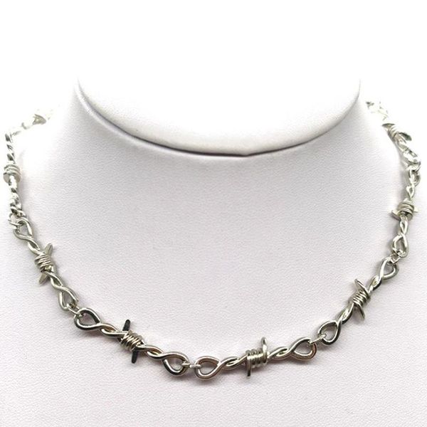 

chains wire brambles necklace man and women hip-hop punk barbed link chain choker gifts for friends collares de moda, Silver