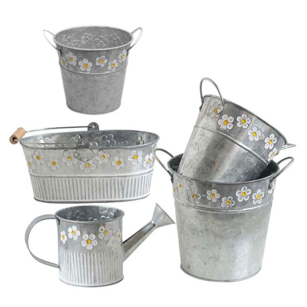 

5pcs flower bucket pretty home decoration retro iron craft container vases