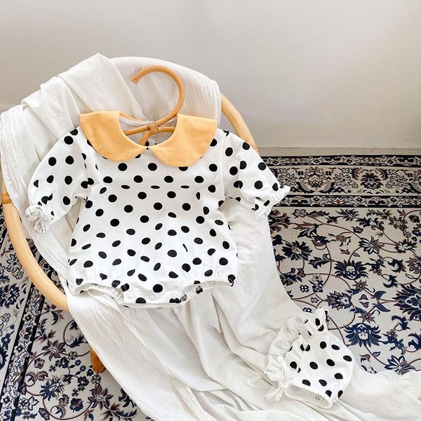 

rompers born baby girl bodysuit dot print long sleeves cute lapel autumn jumpsuit bodysuits toddler infant boys overalls outfits, Blue