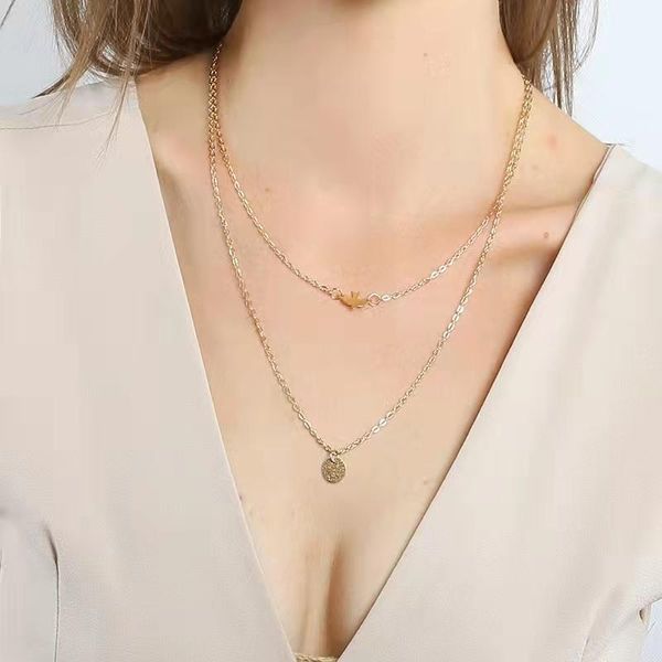 

chains peace pigeon pendant necklace multi layer sequined women's accessory, Silver
