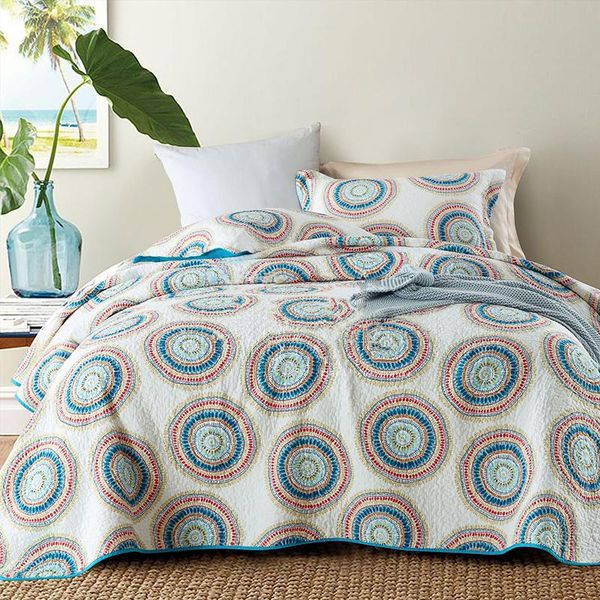 

comforters & sets american printed bedspread quilt set 3pcs quilted cotton bedding quilts bed covers pillowcase king queen size summer cover