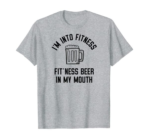 

fitness beer in my mouth funny fitness anti-workout shirt, White;black