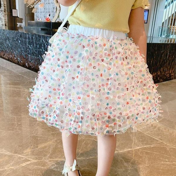 

summer kids baby girls cute polka dot tutu skirts children mesh fluffy pettiskirts princess skirt dance wear party clothes x198, Blue