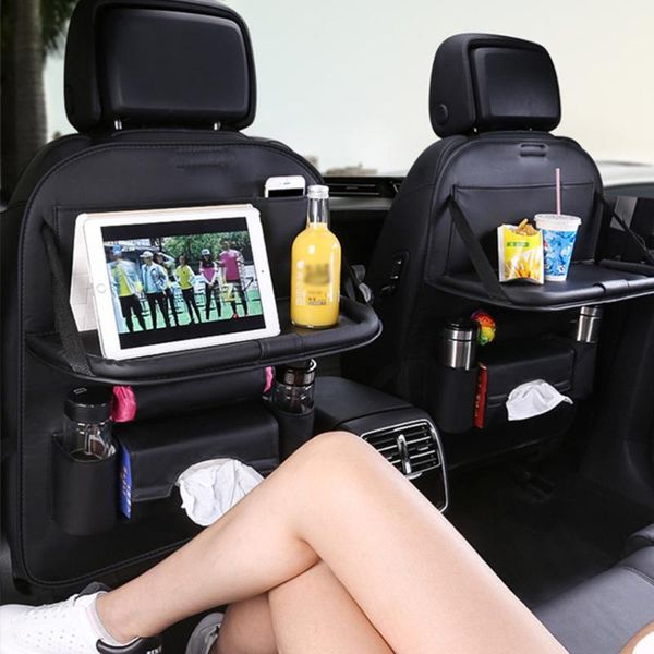 

car organizer multi-pocket back seat storage tray cover bag (black)
