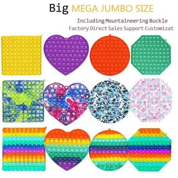 

mega jumbo bubble poppers board toy 20cm 30cm giant fidget sensory push finger game puzzle toys rainbow tie dye poo its large size with key
