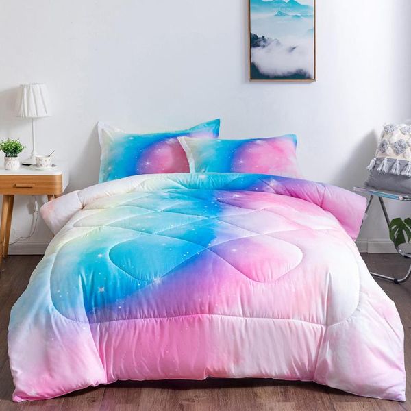 

comforters & sets rainbow print comforter set for kids bed microfiber fabric quilts duvet with pillowcase teens quilt king size