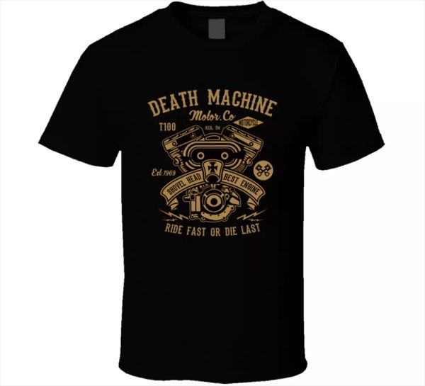 

death machine tees motor motorcycle lifestyle speed fast men's t-shirts gift new, White;black
