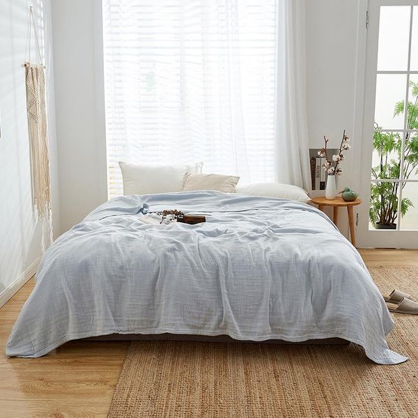 

mosquito repellent summer quilts 35% wormwood+65% cotton solid throw blanket blue home duvet soft bedspread thread blankets
