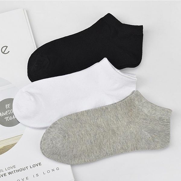 

men's socks spring summer autumn solid color men comfortable cotton breathable sports casual boat 10 pairs, Black
