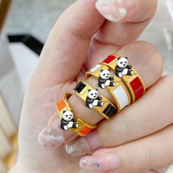 2021 new high-end ring red enamel color drip glue female fashion letter opening ring jewelry