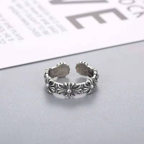

classic ch new s925 sterling silver crosin cross punk fashion cool hip hop men's and women's couple ring