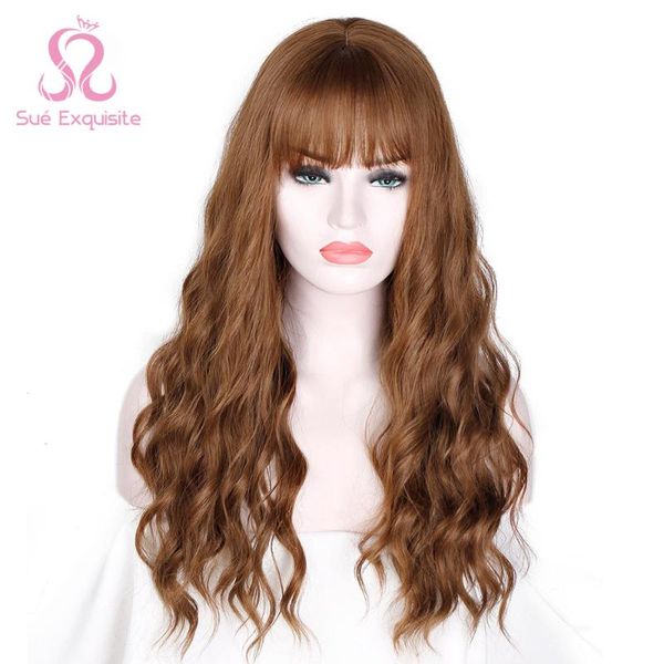 

synthetic wigs sue exquisite long brown ombre for black women natural hair heat resistant african american
