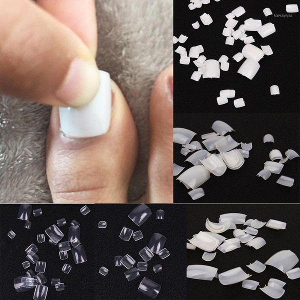 

sales 100pcs artificial acrylic toe fake nails tips natural/white/clear foot false manicure art decoration faux ongles1, Red;gold