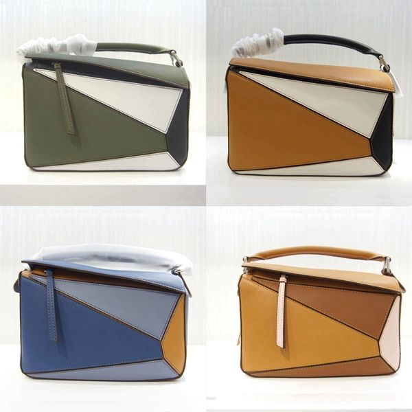 

designer bagscolor-blocking geometric bag 24cm messenger bag fashion lady handbag soft leather high-quality wild two-layer cowhide bostonlux