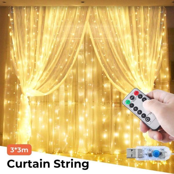 

strings 8 functions usb 3x1m 2m 3m christmas lights led curtain copper wire string light wedding party room decoration holiday lighting
