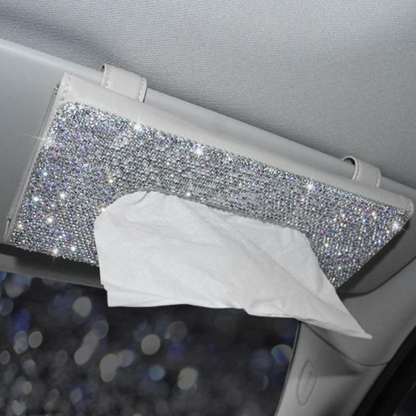 

car organizer crystal tissue box glass towel sets sun visor holder interior storage decoration accessories