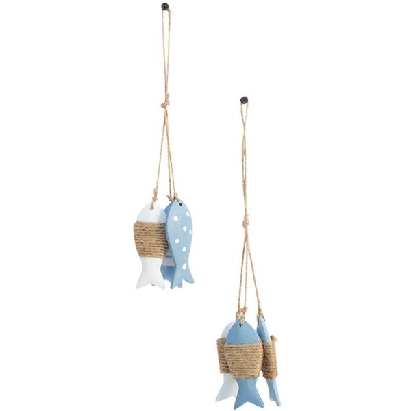 

decorative objects & figurines 2pcs small fish string wooden sea pendant for kindergarten decoration