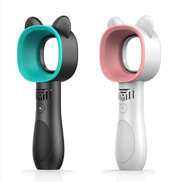 

cute cat outdoor usb rechargeable fan portable bladeless handheld mini cooler no leaf handy cooling electric fans
