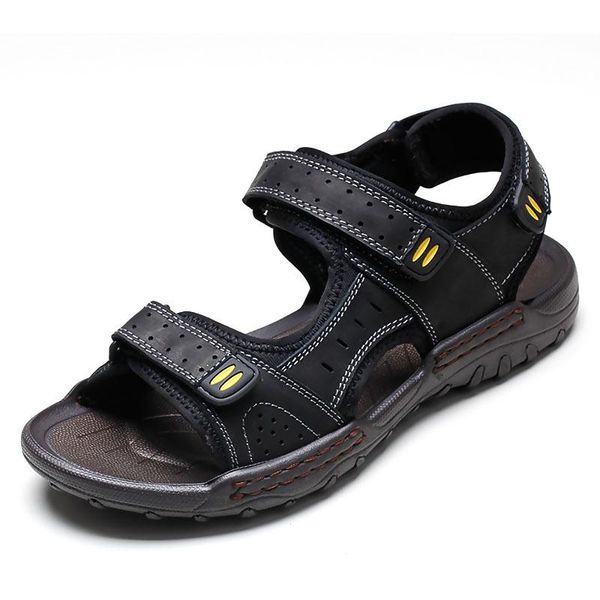 

sandals rasteira leather sandali sandalia sandles work sandel heren sandals-men sandal slide 2021 men sandels sandalet verano da homme, Black