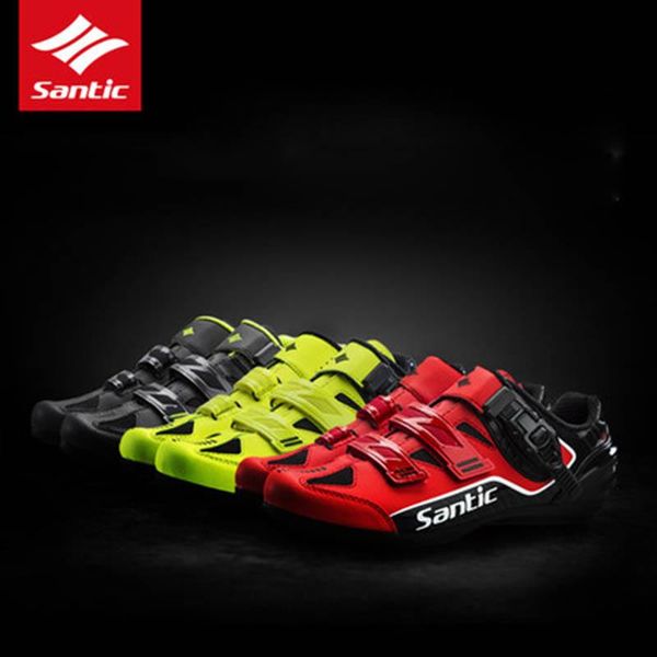 

santic men cycling shoes breathable outdoor zapatillas ciclismo professional road bicycle non-slip no-lock bike 8005 footwear, Black