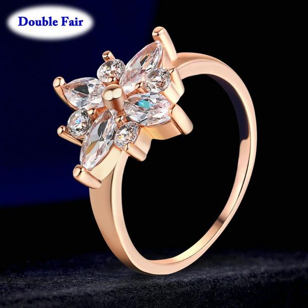 

wedding rings trendy + cubic zirconia snowflake rose gold color fashion jewelry crystal for women dwr236, Slivery;golden
