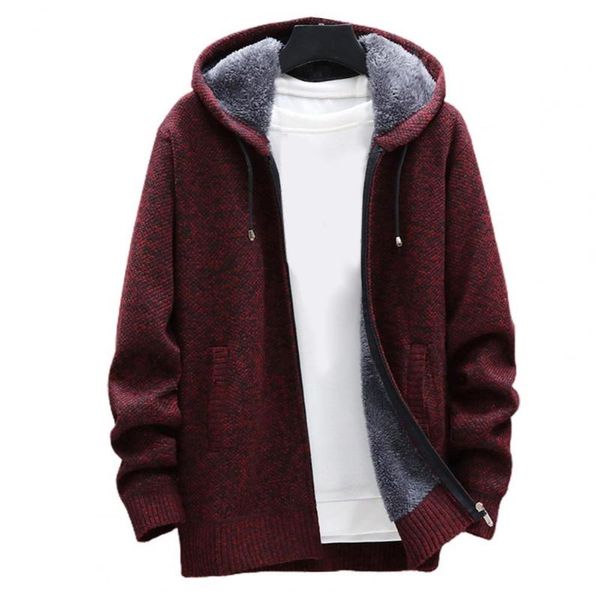 

men's sweaters man knitted jackets long sleeve men cardigan solid color hooded zipper closure sweater outerwear clothing, White;black