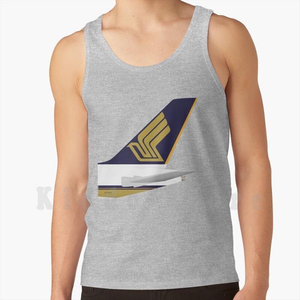 

in uniform a380 singapore tank vest 100% cotton sinapore aviation airbus industrie, White;black