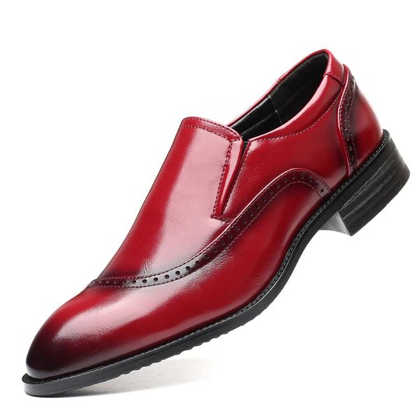 

dress shoes men brogue slip on business pointed toe party h56, Black