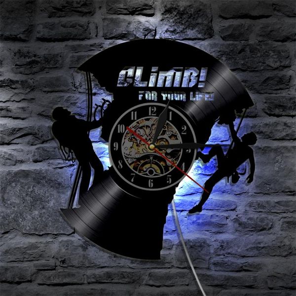 

wall lamps climb for your life extreme sports modern lamp vinyl record clock rock climbing led night home decor watch