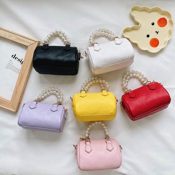 

girls handbags kids bags children accessories mother and daughte mini chain pearl pu leather shoulder messenger bag backpack b8437, Black