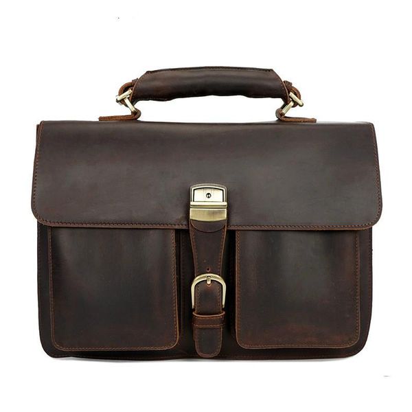 

men's large capacity briefcase, leather leisure bag, shoulder old fashion messenger business notebook bag. briefcases