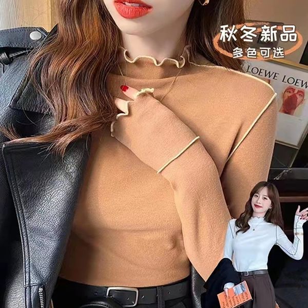 

21 year new women's bottomed sweater early autumn temperament lady slim fitting long sleeve round neck broken flower, White;black