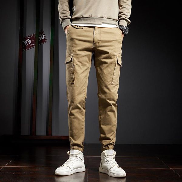 

men's pants multi pocket casual overalls in 2021, Black