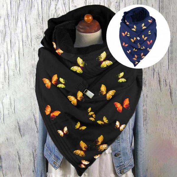 

scarves graceful casual thickened printed scarf elegant circle thick for outdoor, Blue;gray