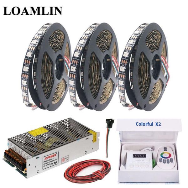 

strips ws2812b ws2812 rgb led strip light colorful x2 music controller dc5v transformer kit