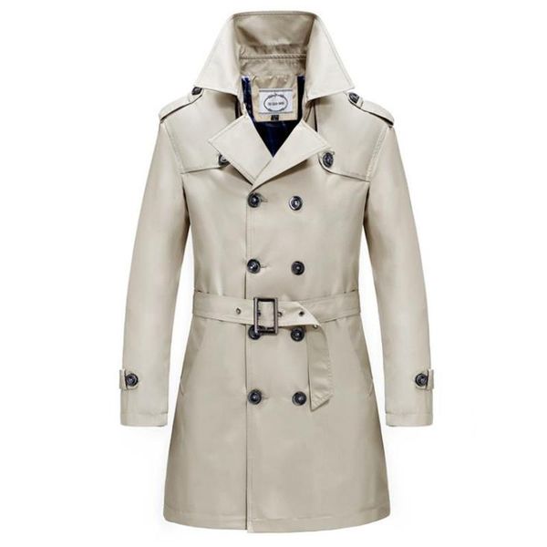 

men's jackets spring and autumn jacket mid-length business casual double-breasted windbreaker coat, Black;brown