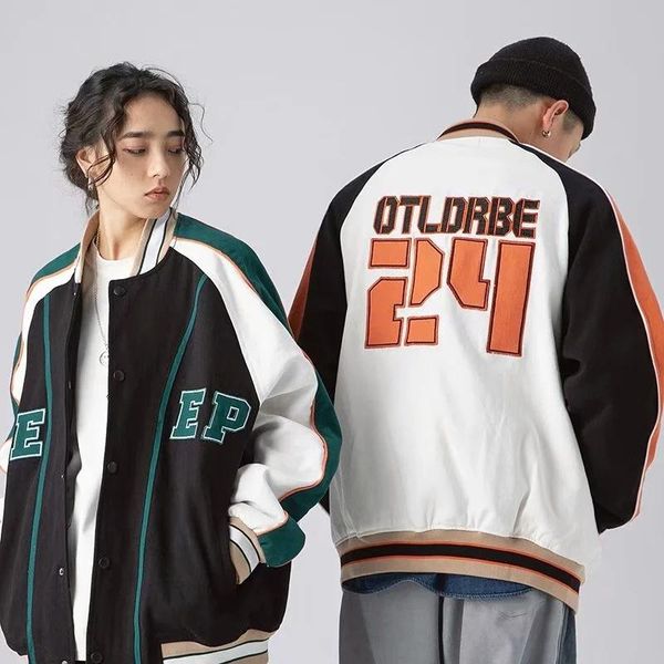 

women's jackets bomber varsity jacket women autumn hip hop harajuku letter patchwork baseball streetwear loose men college coats, Black;brown