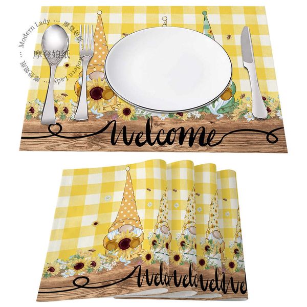 

cotton linen dining mat nordic style simple waterproof oil proof western food rectangular heat insulation cup table