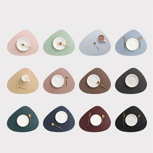 

mats & pads pu placemats for table waterproof non-slip leather place kitchen accessories christmas pad cup wine mat