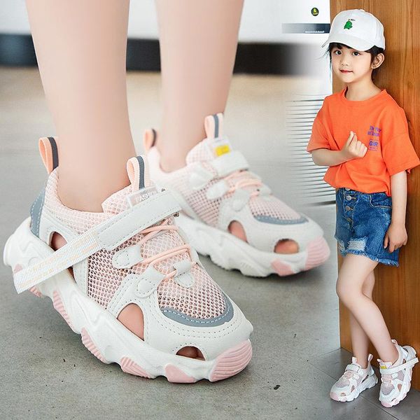 

sandals children's 2021 summer boys soft bottom bag head beach shoes girls in the korean version of sneakers, Black;red