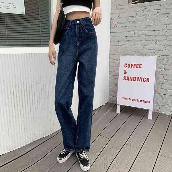 

women's pants & capris summer high waist fashion all-match straight jeans female solid color students new korean thin casual g, Black;white