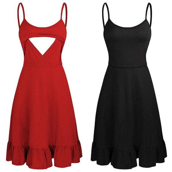

maternity dresses women summer sleeveless breastfeeding dress pregnant sling high waist skirts for nursing clothes, White